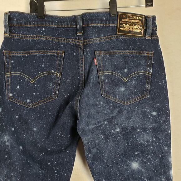 Levis Men's 34 Reworked Custom Jeans Dark Wash Galaxy Print Splatter Slim Cut - Picture 8 of 12